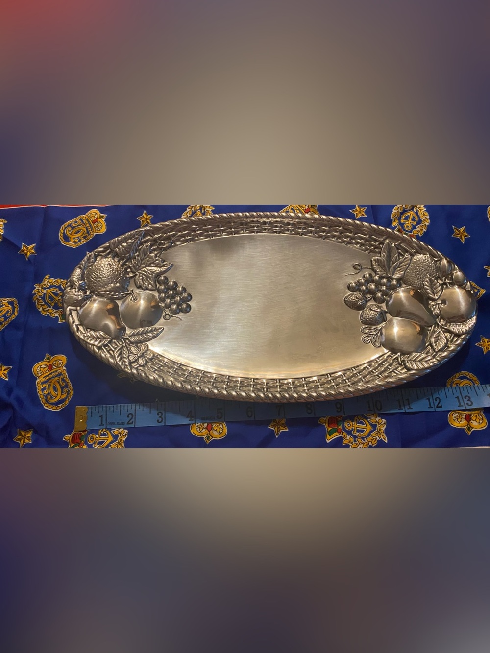 Gorham Country Terrace Metal Bread Tray Platter Cottagecore Centerpiece Vanity
